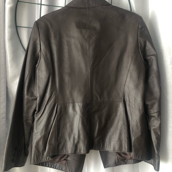 Kasper 100% Genuine Leather brown Jacket with two pockets - Picture 6 of 12